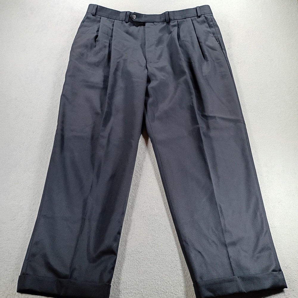 Polo Ralph Lauren Mens University Club Navy Blue 37x27.5 Pleated Cuffed Pants